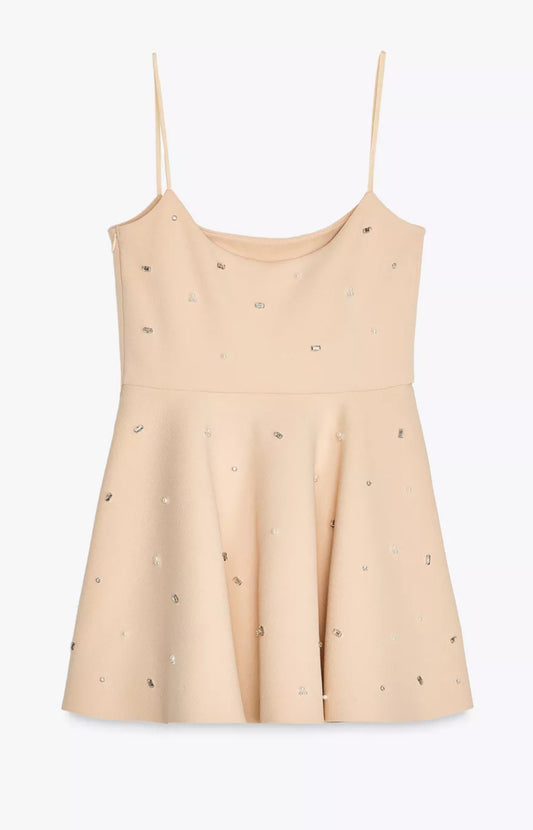 Blushing Embellished Mini Dress