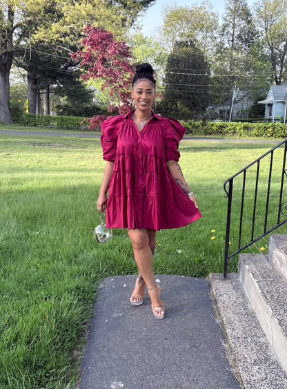 Paulette Bold Beauty Puff Sleeve Dress
