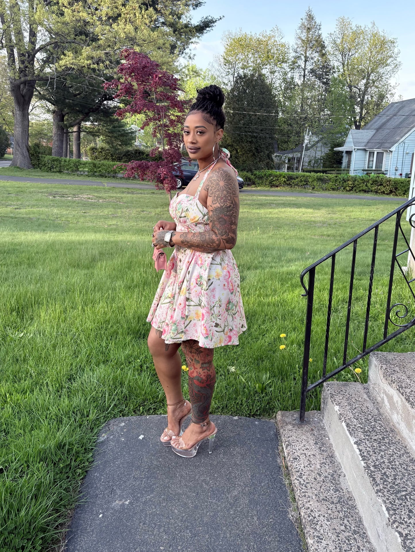Spring Bloom Halter Dress