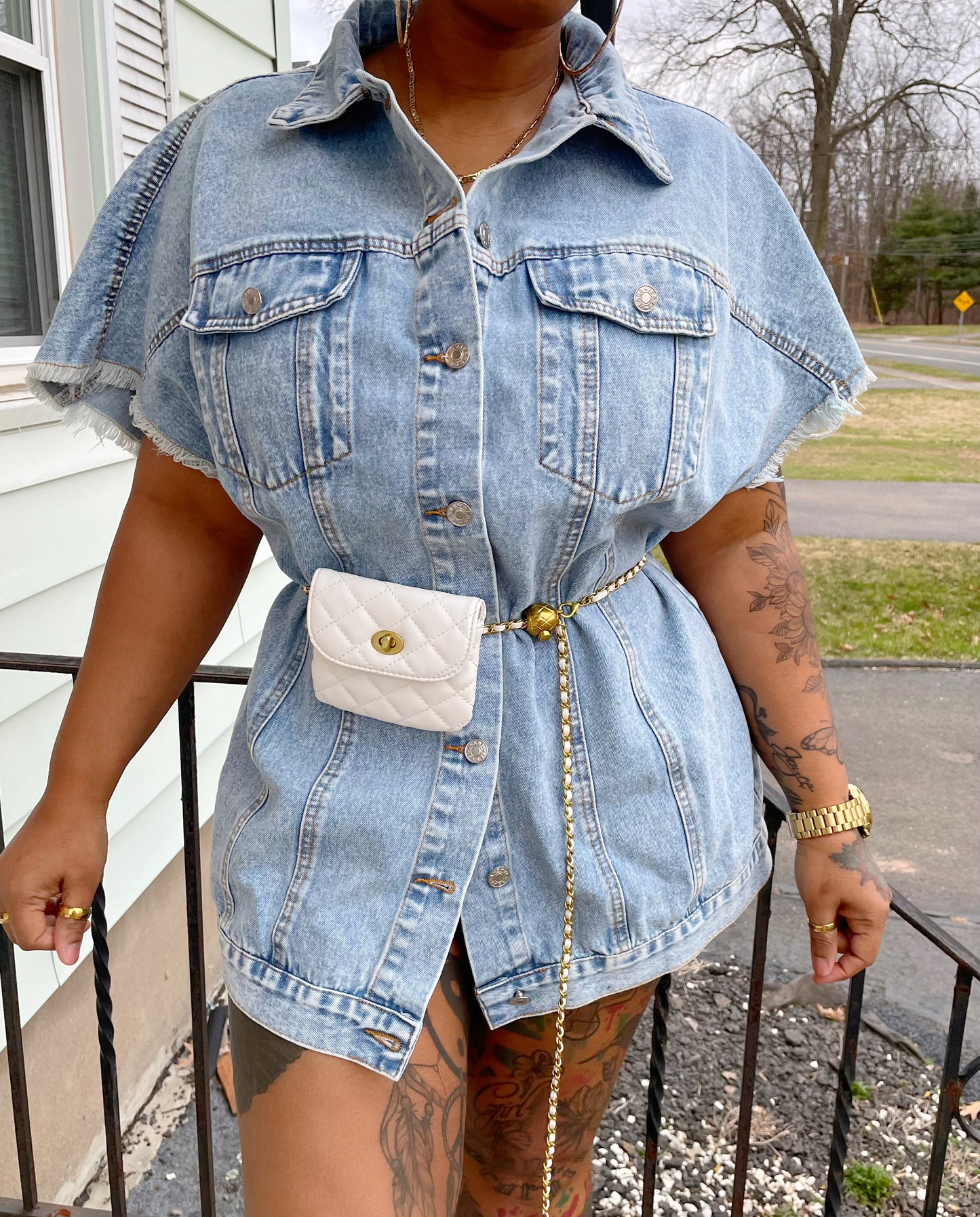 Under My Wings Denim Dress