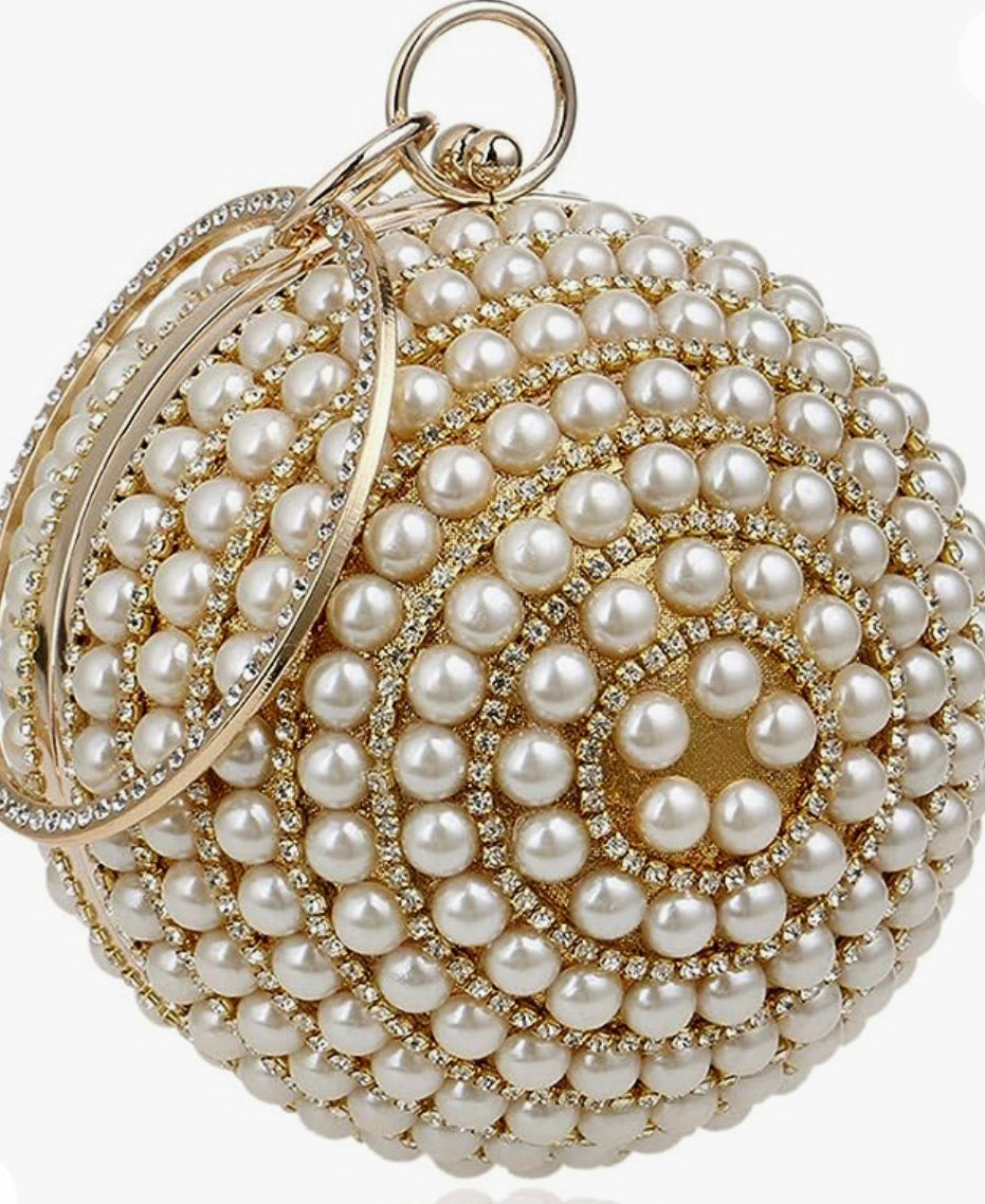 Gold Pearl Ball Clutch