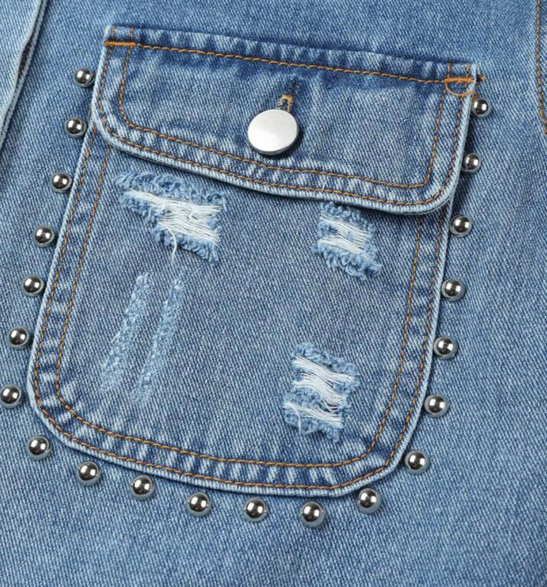 Studs Pocket Denim Dress