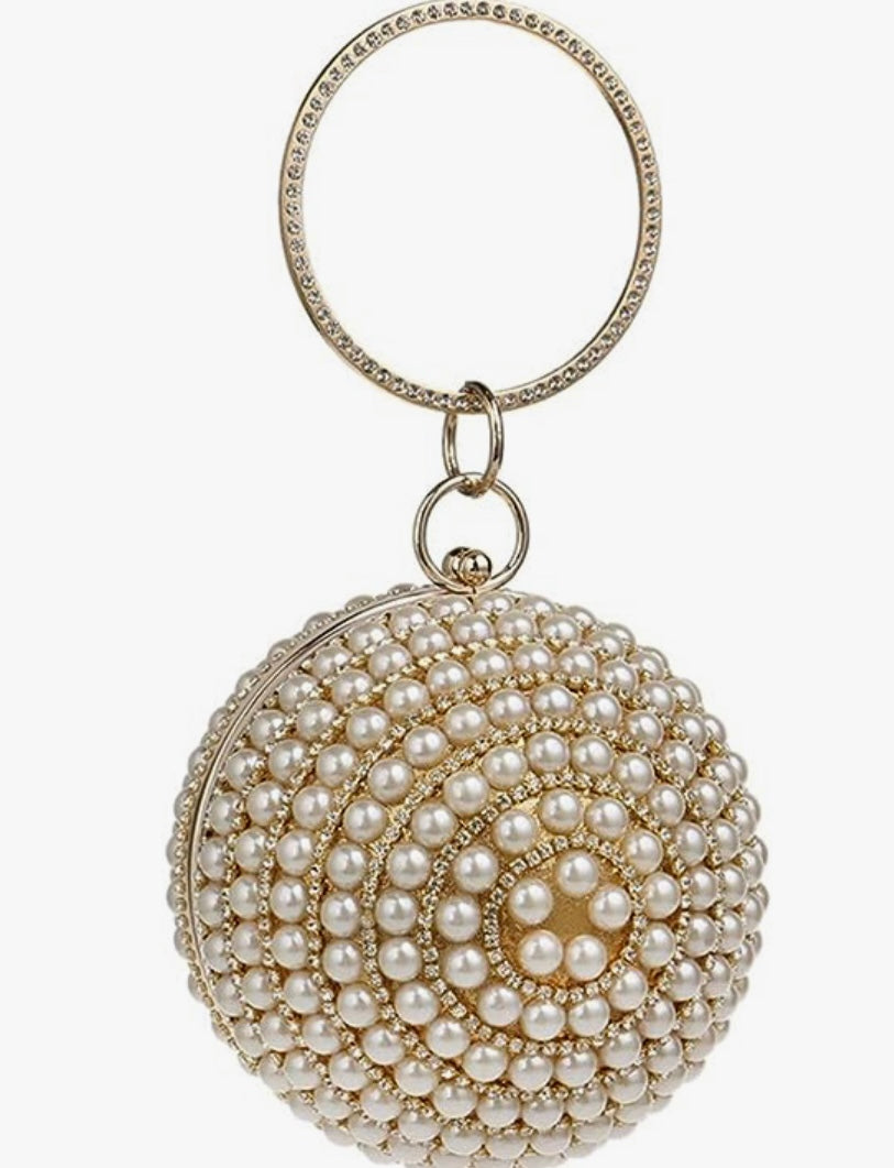 Gold Pearl Ball Clutch