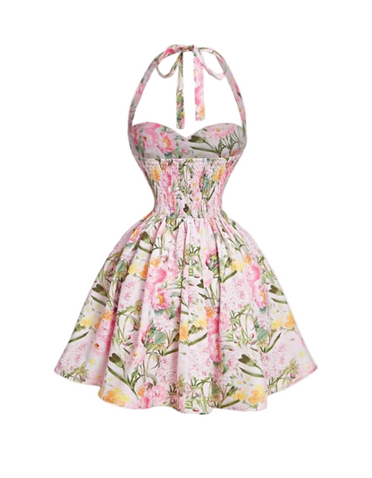 Spring Bloom Halter Dress