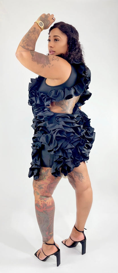 Black Beauty In Ruffle Dress