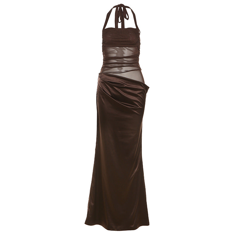Autumn Winter Sexy Slim Fit Backless Lace up Halter Dress Solid Color Pineapple N Baby Autumn Winter Sexy Slim Fit Backless Lace up Halter Dress Solid Color Pineapple N Baby