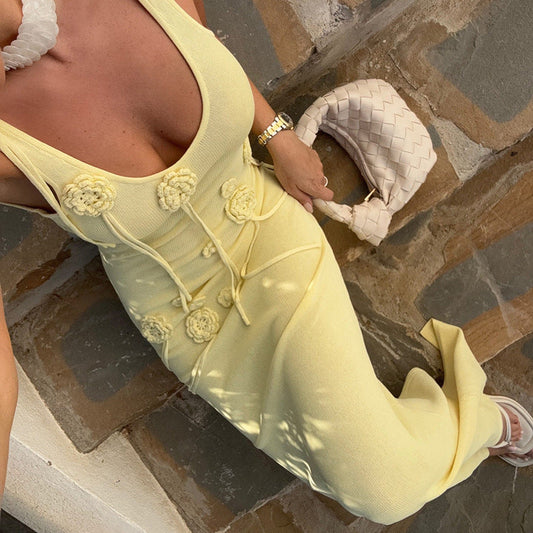 Beach Dress Women Solid Color Knitted Floating Floral Beach Bikini Swimsuit Blouse Sun Protective Clothing