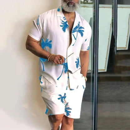 Men vacation two piece shorts set