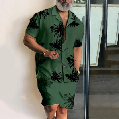 Men vacation two piece shorts set