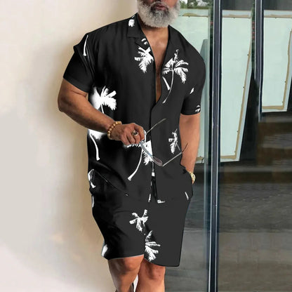 Men vacation two piece shorts set