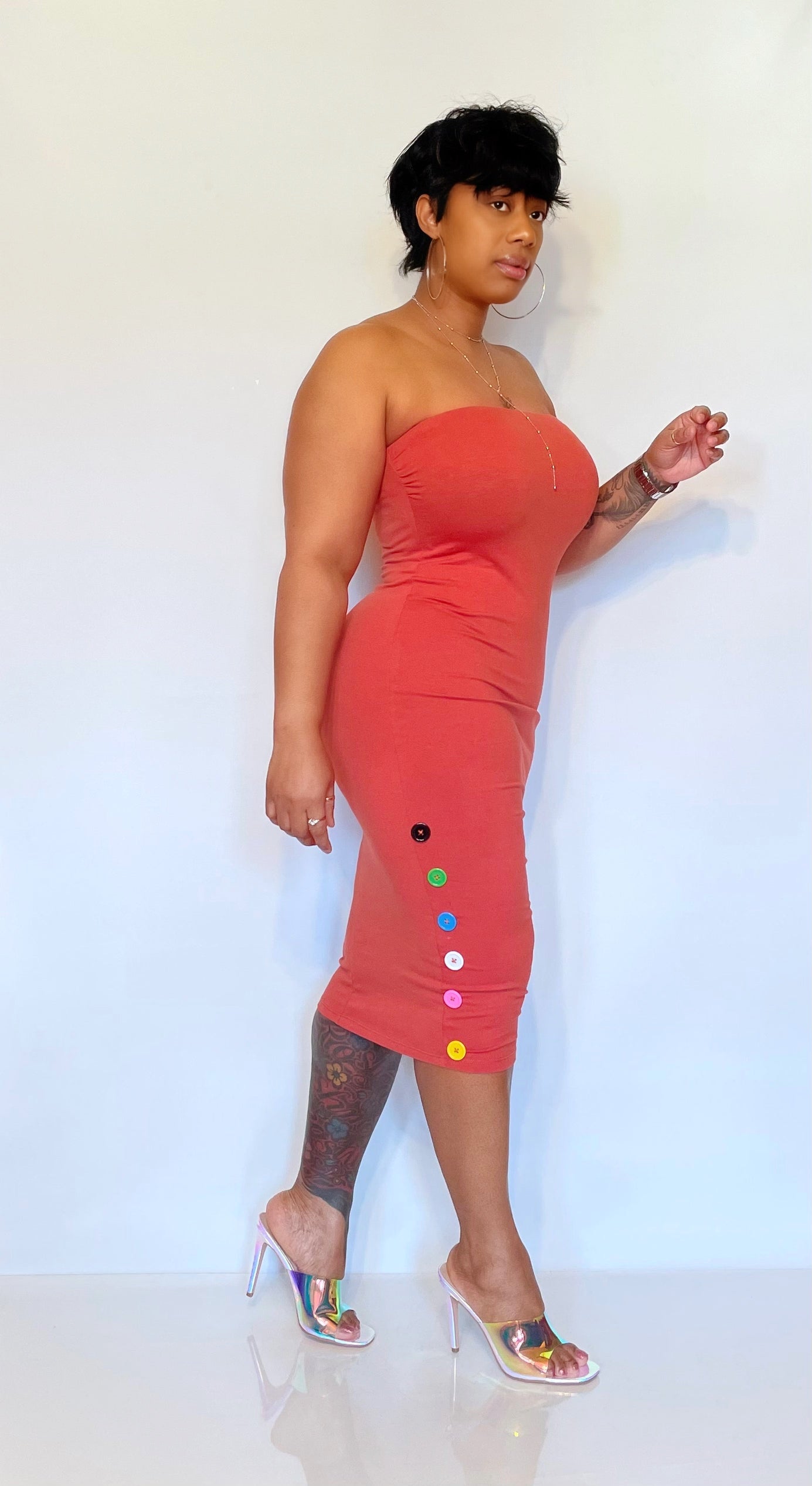 Push My Buttons Tube Dress