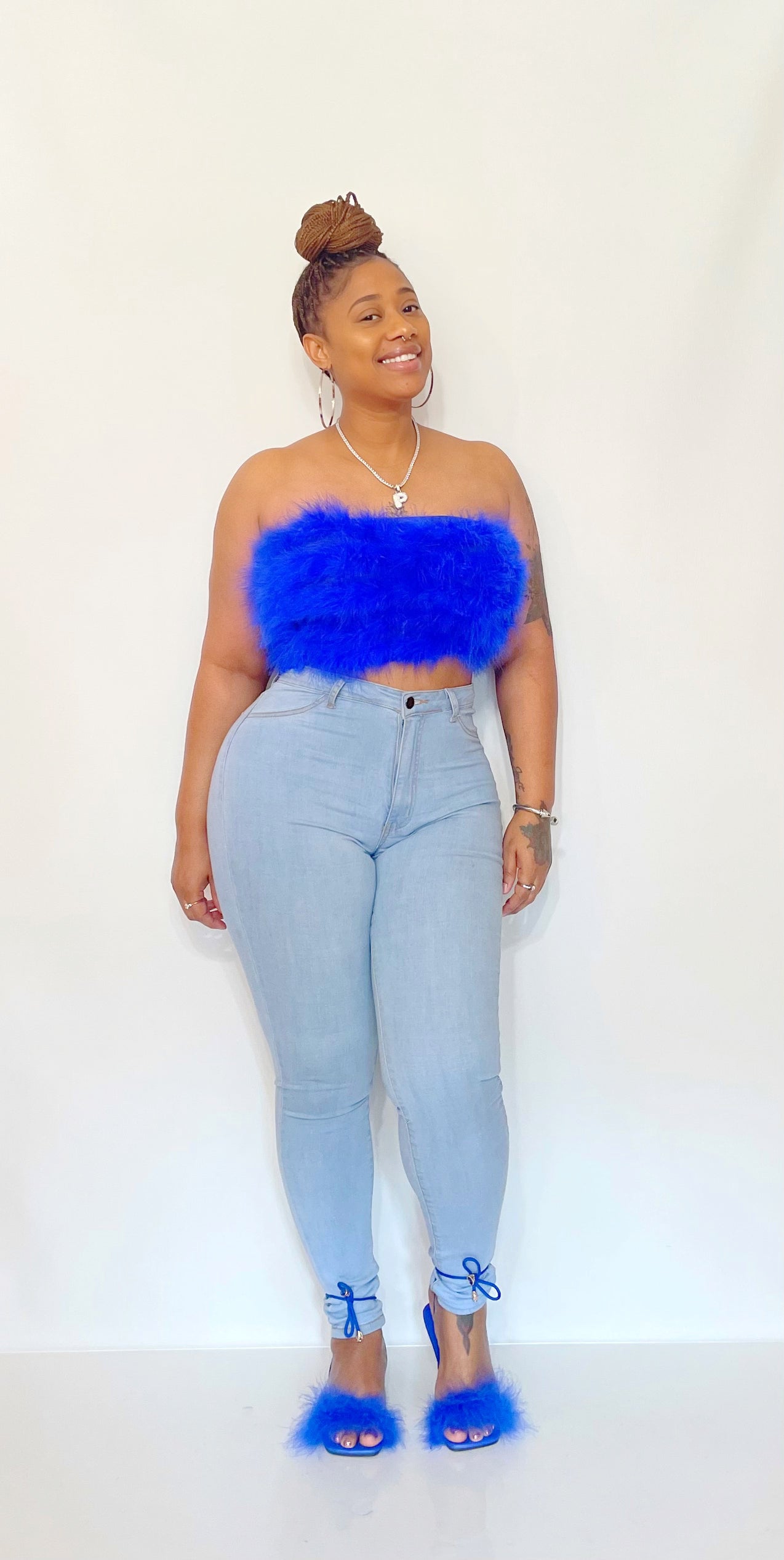 Fuzzy Zip Crop Top