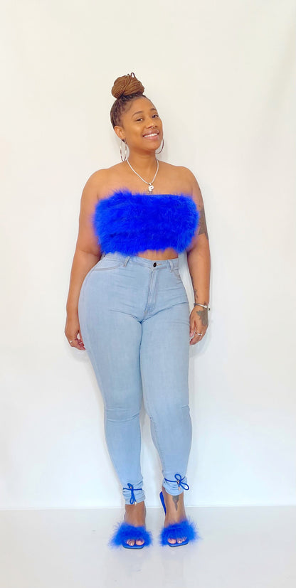 Fuzzy Zip Crop Top