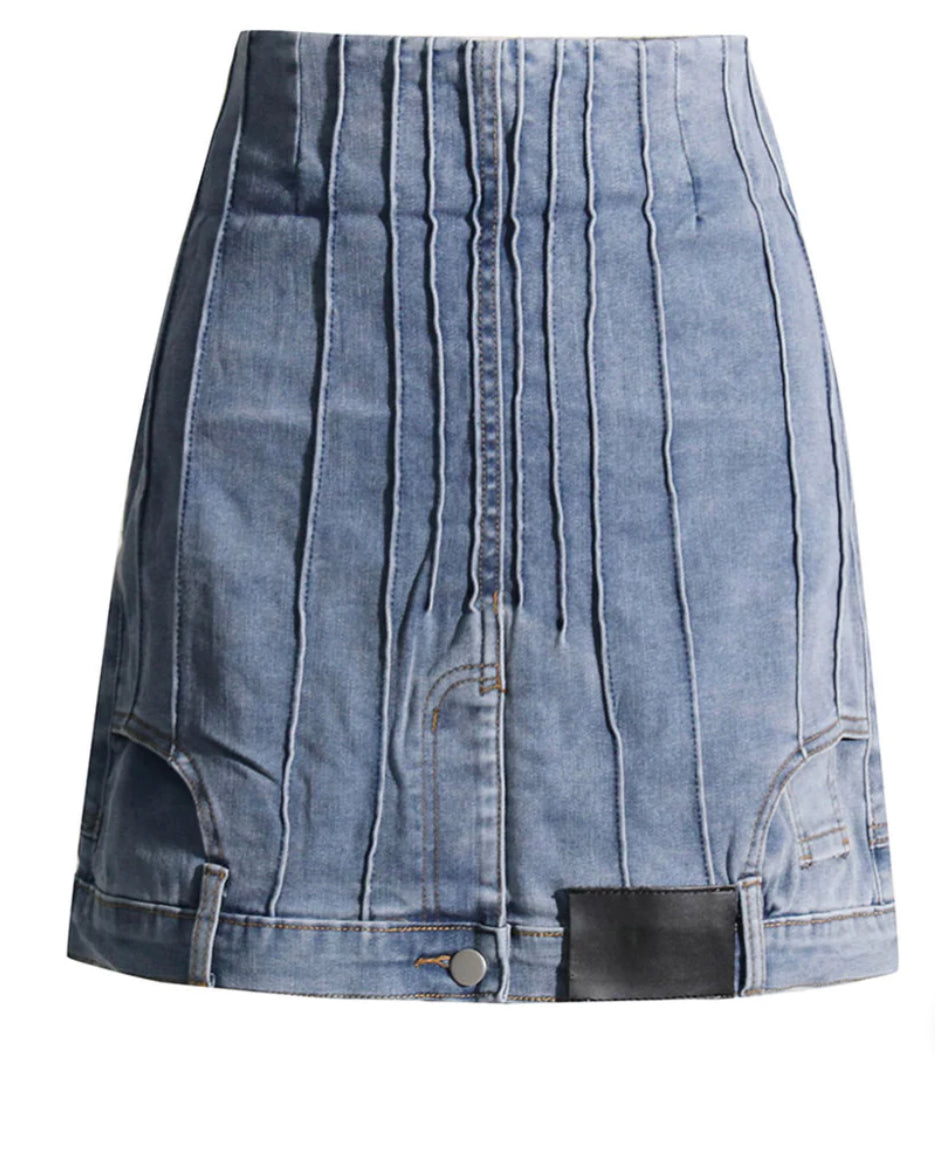 Flipped Lines Denim Skirt