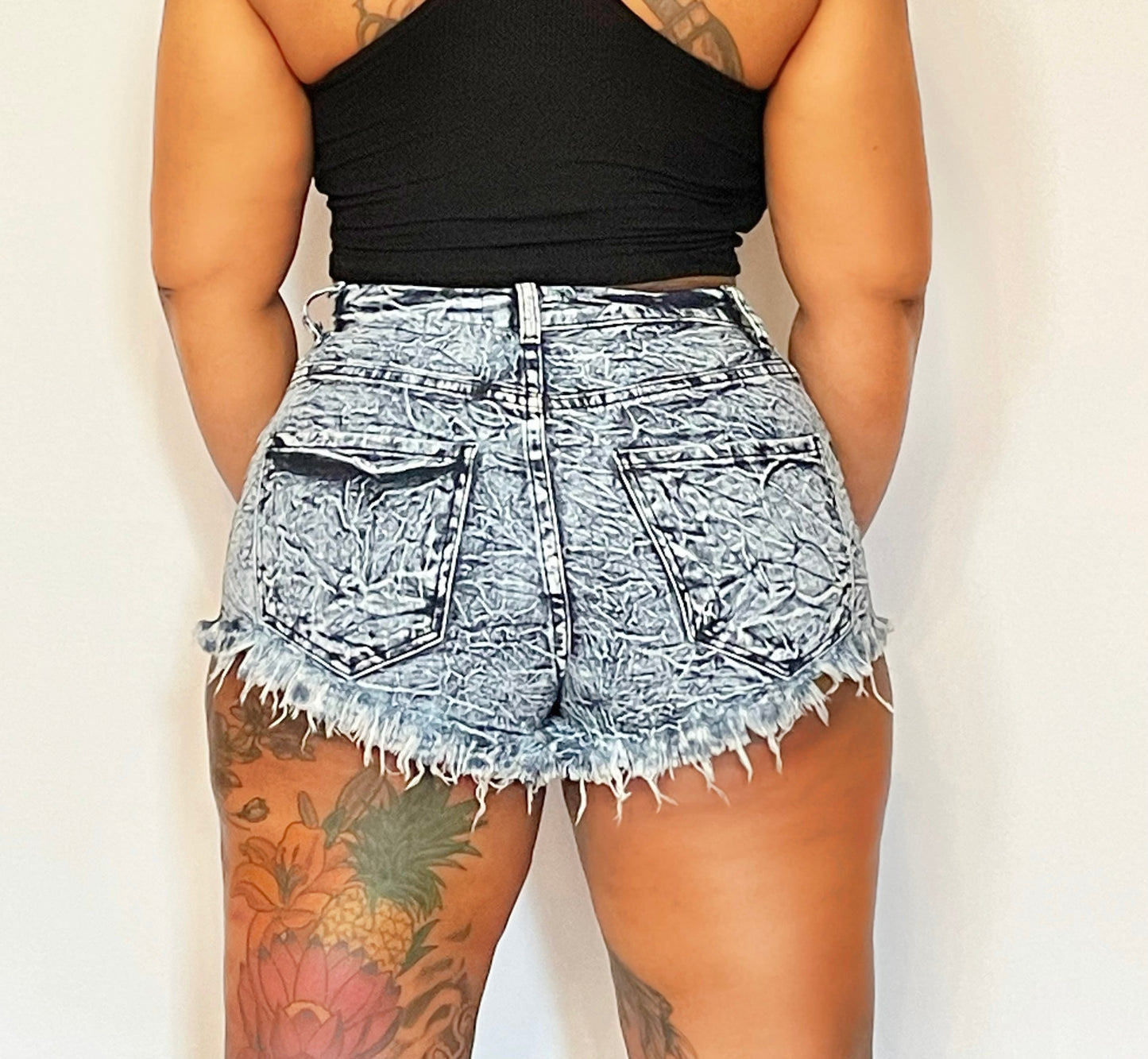 Blue Acid Wash Shorts