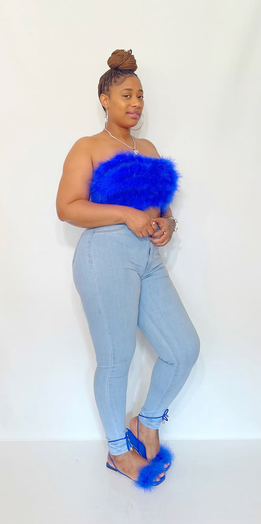 Fuzzy Zip Crop Top