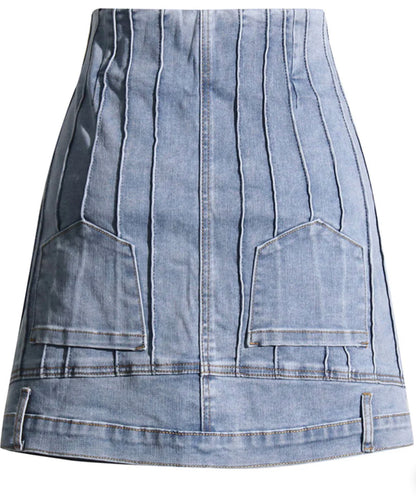 Flipped Lines Denim Skirt