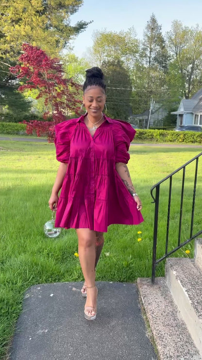 Paulette Bold Beauty Puff Sleeve Dress