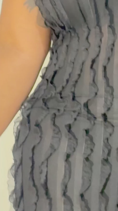 Black Ripple Midi Dress