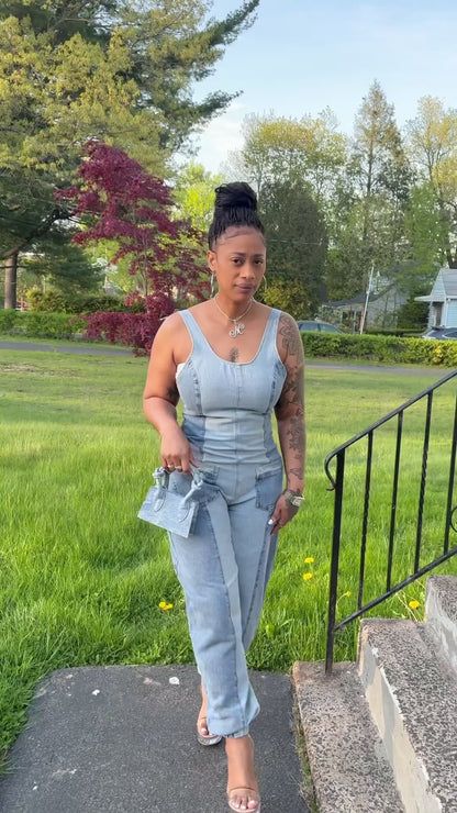Everyday Edge Two-Tone Denim Jumpsuit