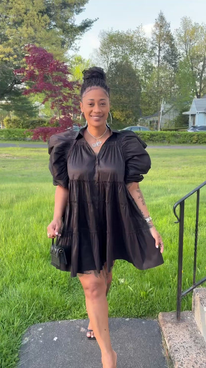 Paulette Black Beauty Puff Sleeve Dress